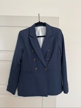 NWOT Cleopatra Luxe Boutique Double-Breasted Navy Blazer, M